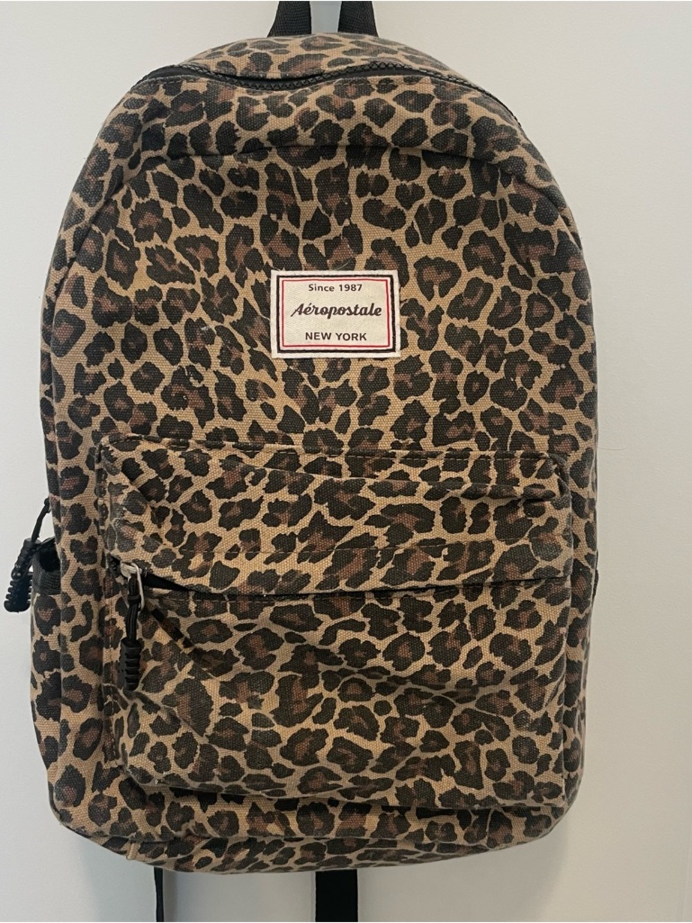 Aeropostale Leopard Print Canvas Backpack - Tan and Black Animal Print Travel